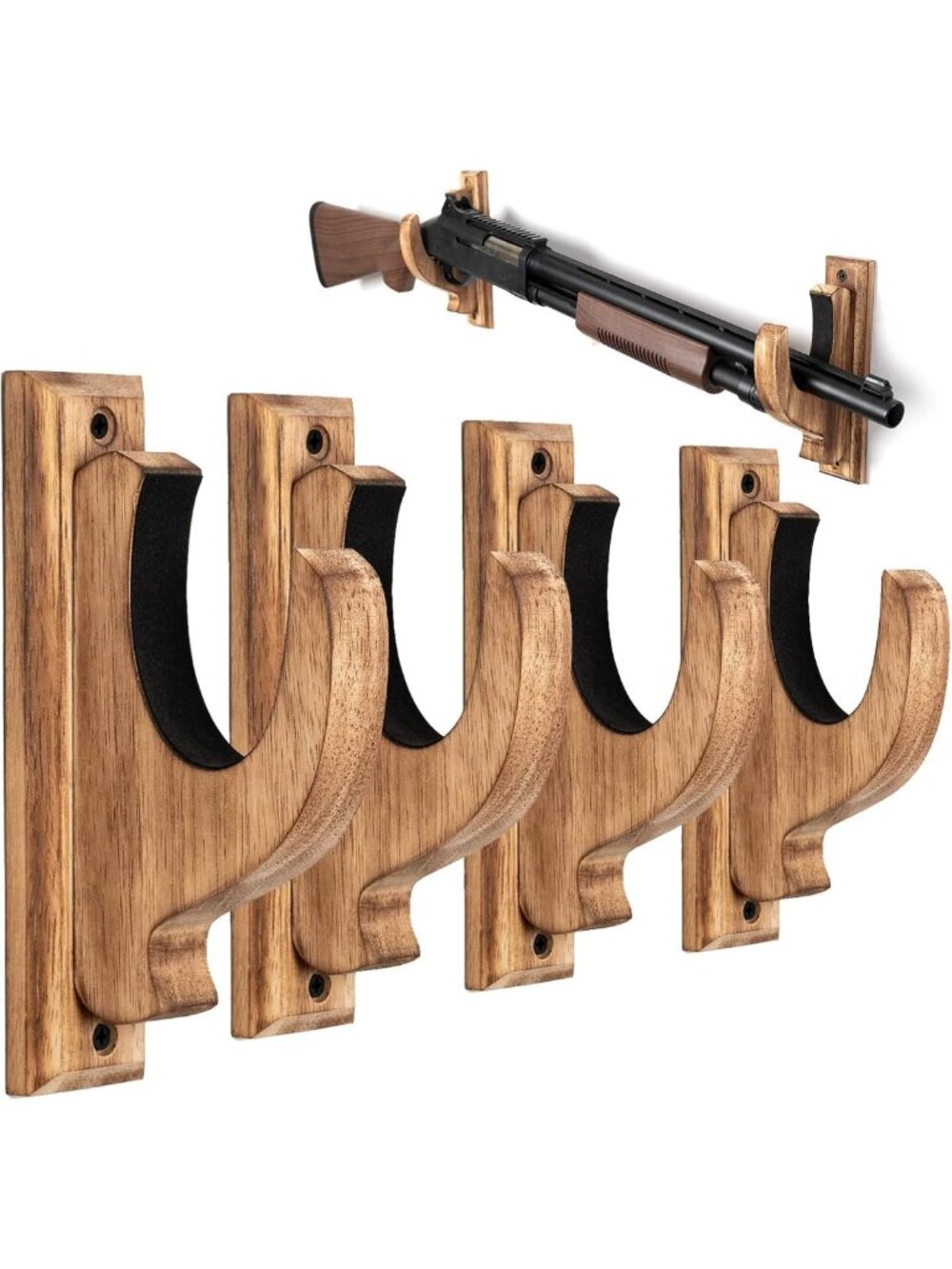 Real Wood Wall Gun Rack for Shotguns & Rifles - Sturdy, Stylish Storage Solution